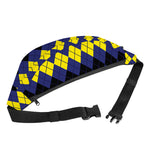 Black Yellow And Blue Argyle Print Fanny Pack