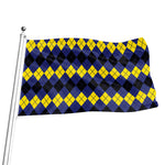 Black Yellow And Blue Argyle Print Flag