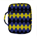 Black Yellow And Blue Argyle Print Front Pocket Bible Bag