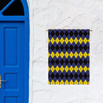 Black Yellow And Blue Argyle Print Garden Flag
