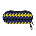 Black Yellow And Blue Argyle Print Glasses Case