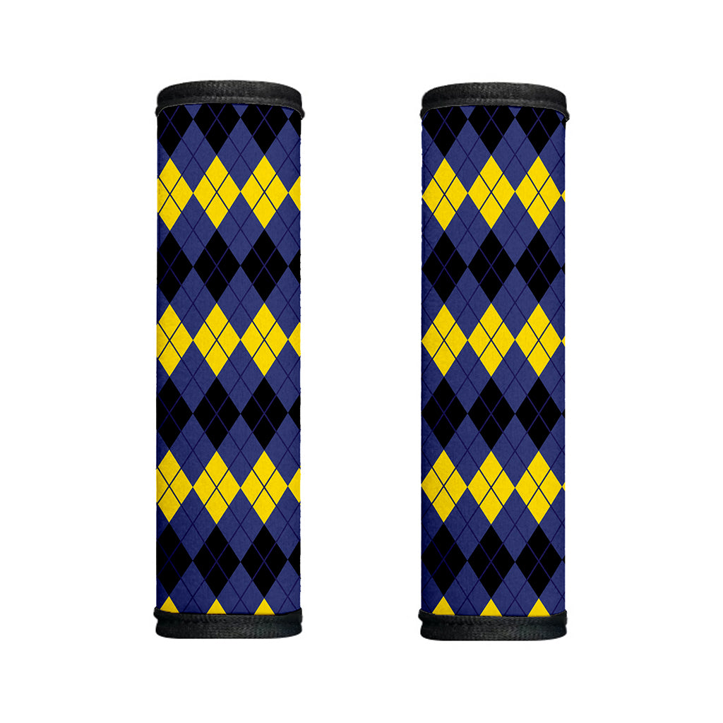 Black Yellow And Blue Argyle Print Handle Covers