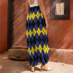 Black Yellow And Blue Argyle Print Harem Pants