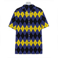 Black Yellow And Blue Argyle Print Hawaiian Shirt