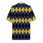 Black Yellow And Blue Argyle Print Hawaiian Shirt