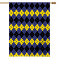 Black Yellow And Blue Argyle Print House Flag