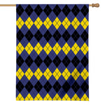 Black Yellow And Blue Argyle Print House Flag