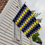 Black Yellow And Blue Argyle Print House Flag