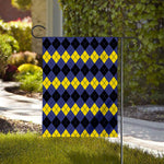 Black Yellow And Blue Argyle Print House Flag