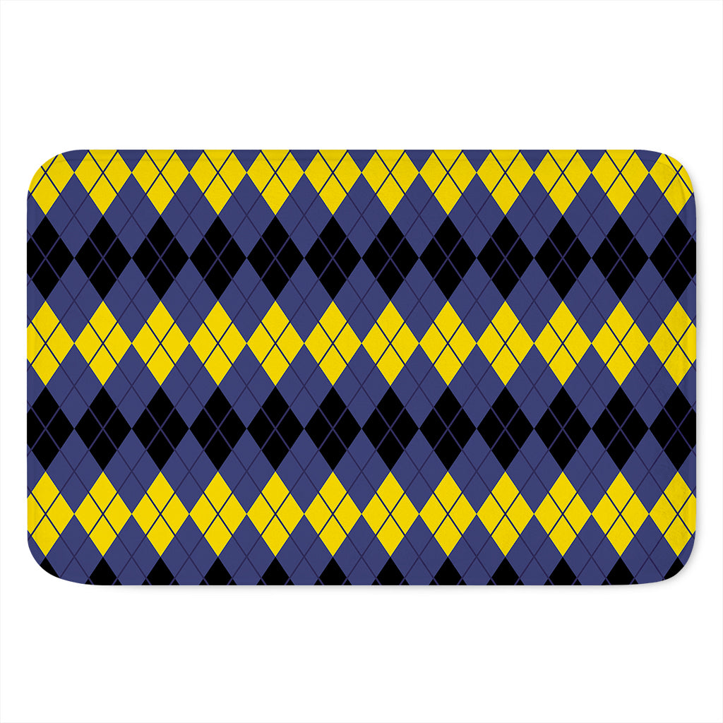 Black Yellow And Blue Argyle Print Indoor Door Mat