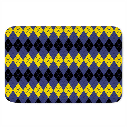 Black Yellow And Blue Argyle Print Indoor Door Mat