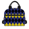 Black Yellow And Blue Argyle Print Insulated Lunch Bag