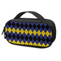 Black Yellow And Blue Argyle Print Portable Cooler Travel Case