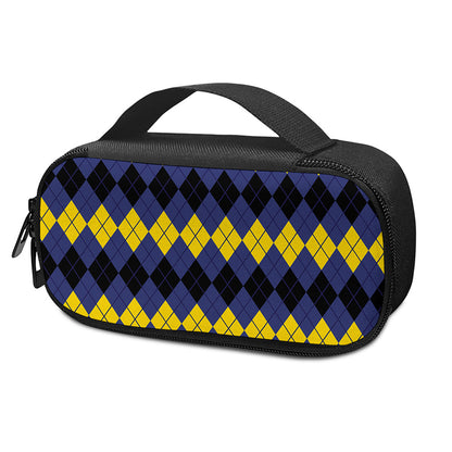 Black Yellow And Blue Argyle Print Insulin Cooler Travel Case