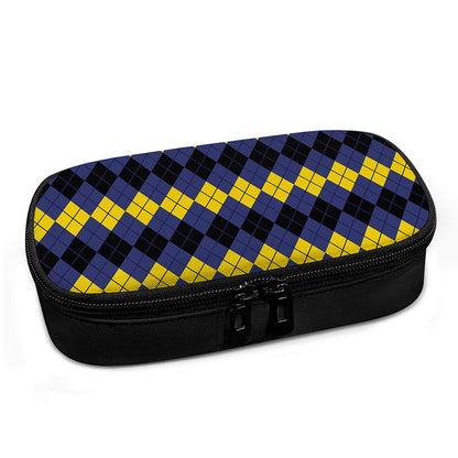 Black Yellow And Blue Argyle Print Insulin Cooler Travel Case