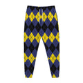 Black Yellow And Blue Argyle Print Jogger Pants