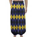 Black Yellow And Blue Argyle Print Lantern Pants