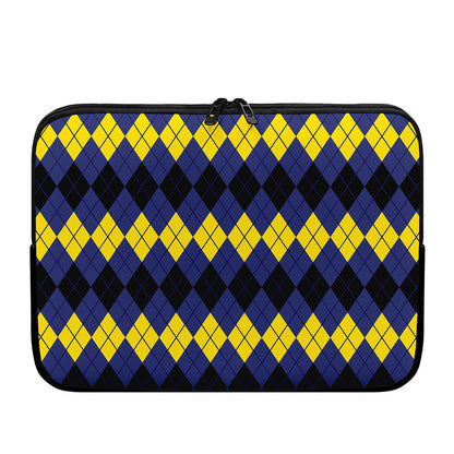 Black Yellow And Blue Argyle Print Laptop Sleeve