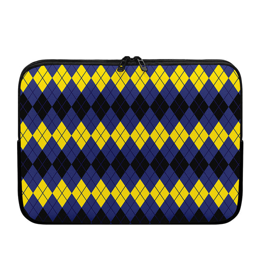 Black Yellow And Blue Argyle Print Laptop Sleeve