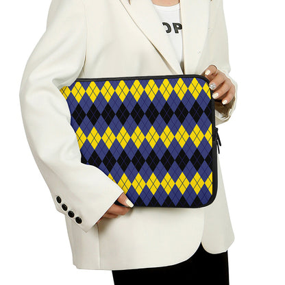 Black Yellow And Blue Argyle Print Laptop Sleeve
