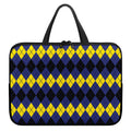 Black Yellow And Blue Argyle Print Laptop Sleeve With Handle