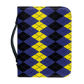 Black Yellow And Blue Argyle Print Leather Bible Cover