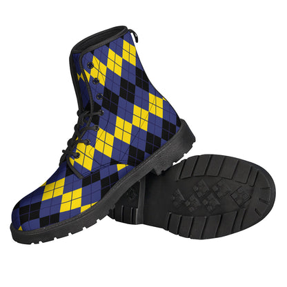 Black Yellow And Blue Argyle Print Backpack