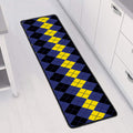 Black Yellow And Blue Argyle Print Long Kitchen Mat