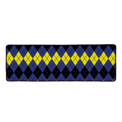 Black Yellow And Blue Argyle Print Long Kitchen Mat