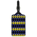 Black Yellow And Blue Argyle Print Luggage Tag