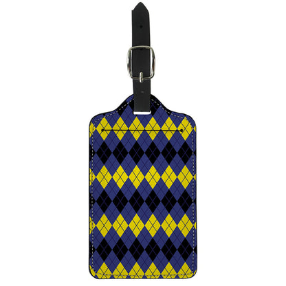 Black Yellow And Blue Argyle Print Luggage Tag