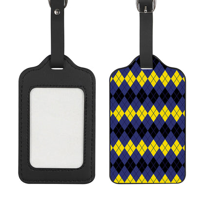 Black Yellow And Blue Argyle Print Luggage Tag