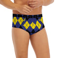 Black Yellow And Blue Argyle Print Men's Briefs