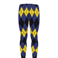 Black Yellow And Blue Argyle Print Men's Leggings