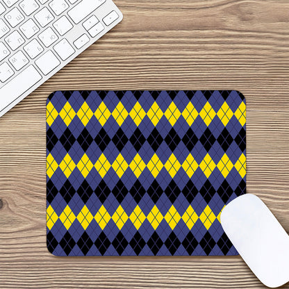 Black Yellow And Blue Argyle Print Mouse Pad