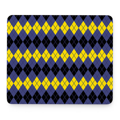 Black Yellow And Blue Argyle Print Mouse Pad