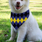 Black Yellow And Blue Argyle Print Over The Collar Dog Bandana
