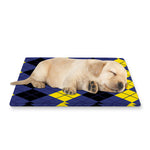 Black Yellow And Blue Argyle Print Pet Cooling Mat Cover
