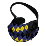 Black Yellow And Blue Argyle Print Pet Sling Carrier