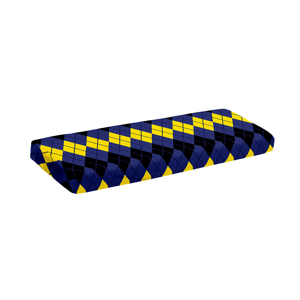 Black Yellow And Blue Argyle Print Piano Keyboard Cover
