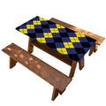 Black Yellow And Blue Argyle Print Picnic Table Cover