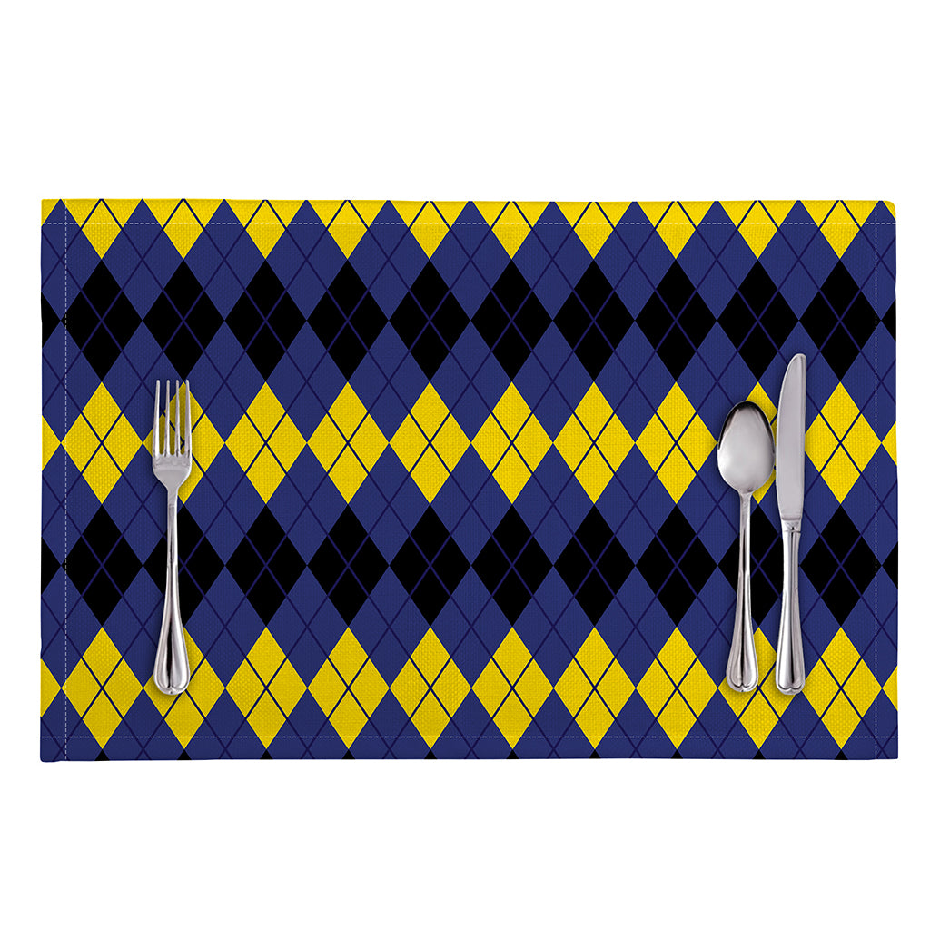 Black Yellow And Blue Argyle Print Placemat