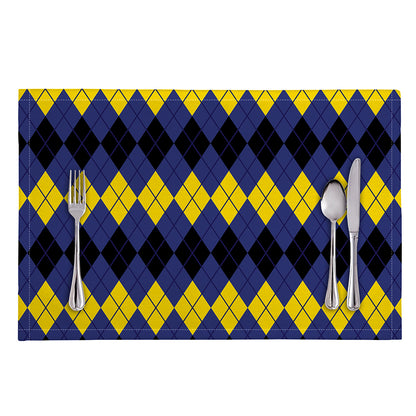 Black Yellow And Blue Argyle Print Placemat