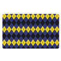 Black Yellow And Blue Argyle Print Polyester Doormat