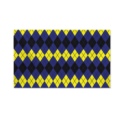 Black Yellow And Blue Argyle Print Polyester Flag