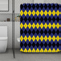 Black Yellow And Blue Argyle Print Polyester Shower Curtain