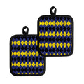 Black Yellow And Blue Argyle Print Pot Holders