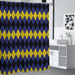 Black Yellow And Blue Argyle Print Premium Shower Curtain