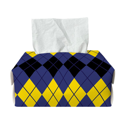 Black Yellow And Blue Argyle Print Rectangle Tissue Box Cover