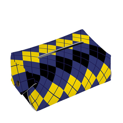 Black Yellow And Blue Argyle Print Rectangle Tissue Box Cover